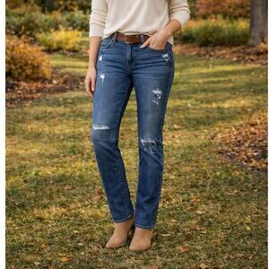 Women's Frame Le skinny Jeans size 26 distressed blue denim De Jeanne fitted